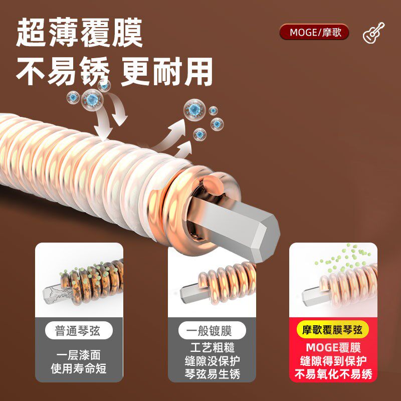摩歌吉他琴弦一根磷铜民谣琴弦线全初学 进阶镀膜防锈弦