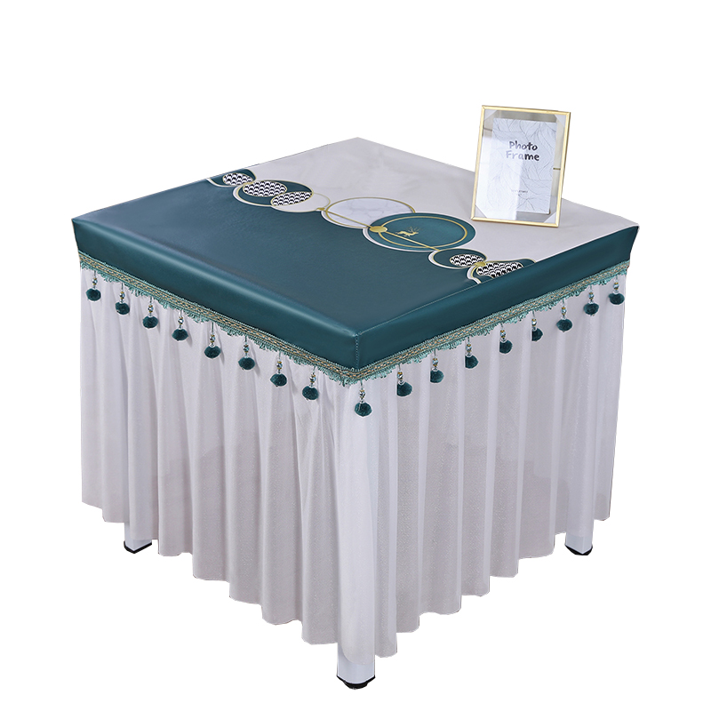 薄款垂纱烤火桌罩电炉罩正方形防水防油桌布家用电炉罩取暖桌罩