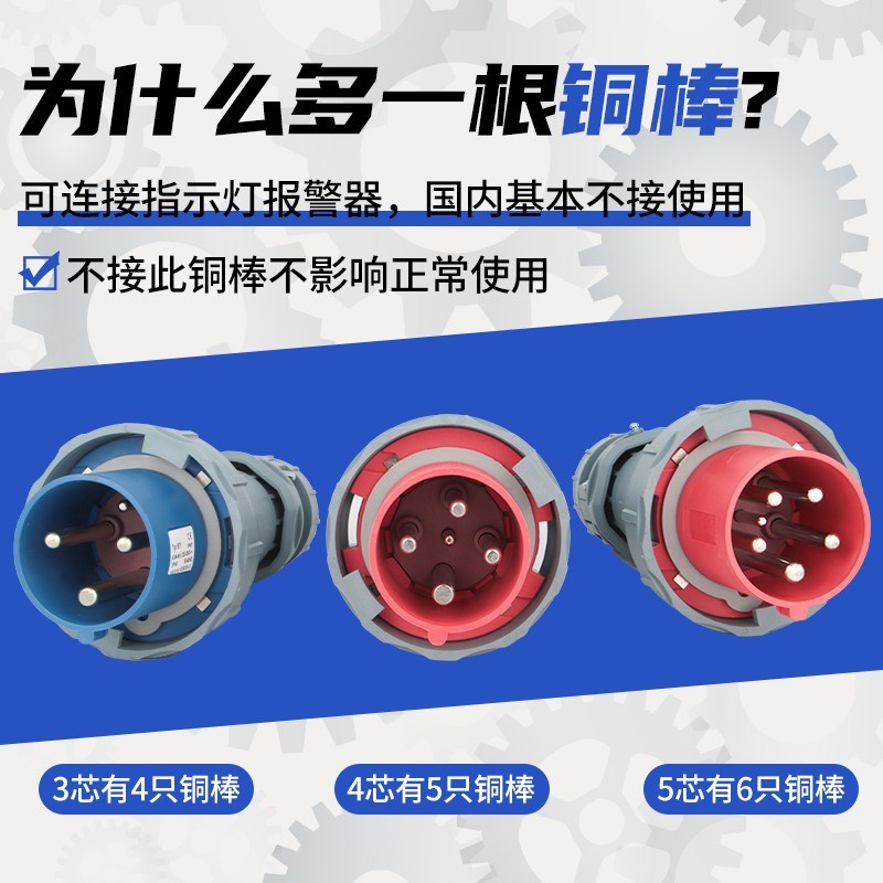 大功率电流63A125A防水IP67工业插头航空插座非防爆连接器3芯4线5