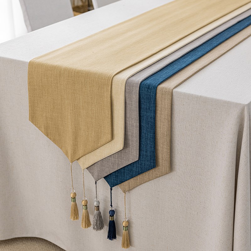 棉麻桌旗茶桌垫布隔热防烫西餐垫子家用现代餐桌布艺防水
