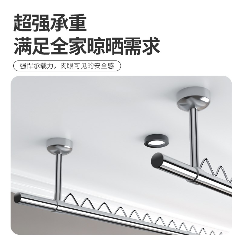 加厚0不锈钢阳台晾衣杆顶装固定式凉衣架家用防风晒衣杆钢管