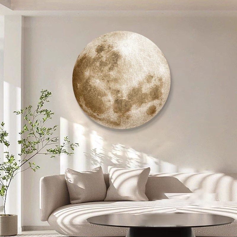 月球LD灯画沙发背景画客厅端壁画圆形装饰画发光壁灯玄关挂画,家居饰品,氛围画/灯画,淘宝优惠券,粉丝福利购,淘宝优惠卷