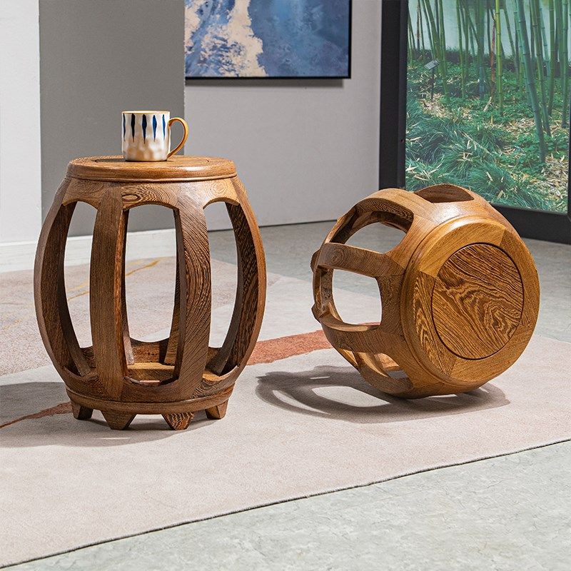 艺铭天下红木家具中式仿古圆鼓凳矮凳鸡翅木实木鼓凳鼓墩矮墩凳子