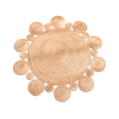 家用芦苇草编地垫蒲草圆形地毯卧室黄麻床边垫客厅手工编织茶几垫