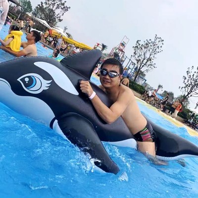 inte儿童水上卡通动物坐骑 男女宝宝小狗冲气座骑游泳池戏水