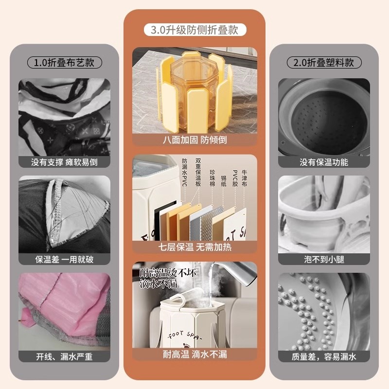 泡脚桶过小腿可折叠泡脚袋家用洗脚便携高深足浴盆保温洗脚盆加高