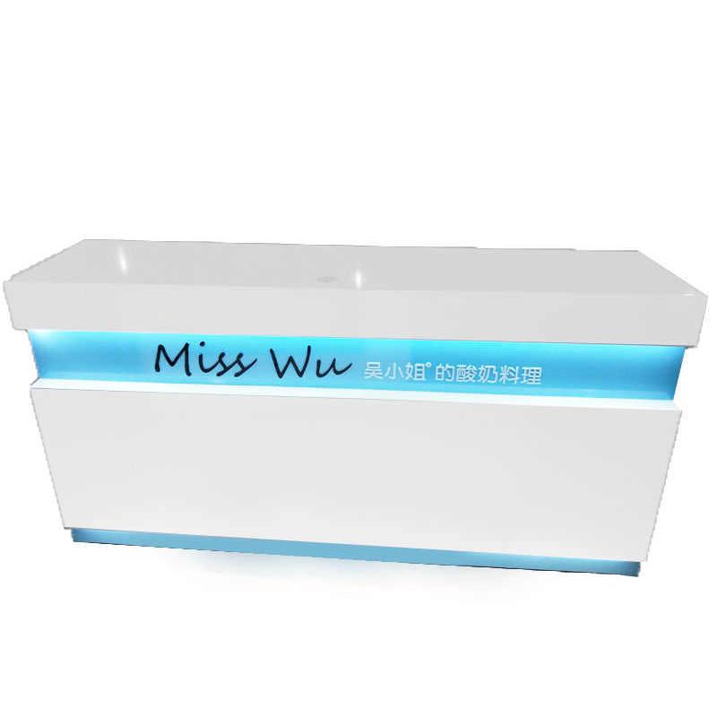 奶茶店收银台柜台 甜品店收款台 饮品店前台 转角弧形水吧台定制