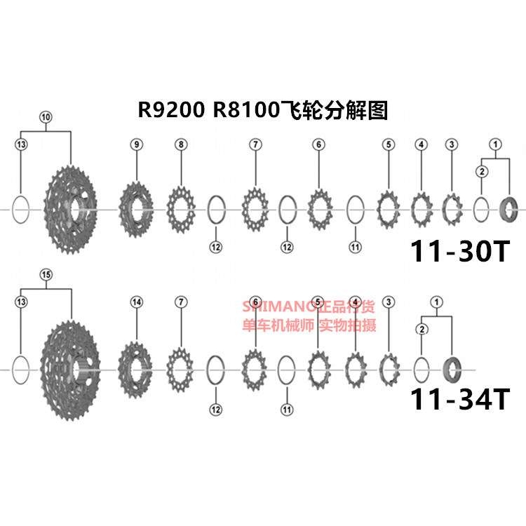 shimano公路车12速 飞轮修补件 R9200 R8100 R7100飞轮片