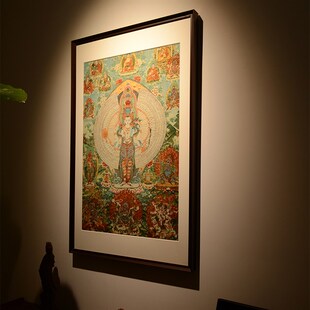 刺绣千手观音唐卡茶室玄关装饰画客厅背景墙挂画沙发挂