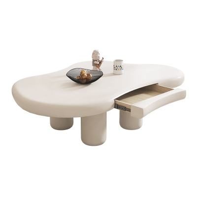 云朵茶几带抽屉家用客厅现代小户型异形桌法式氛围灯茶几