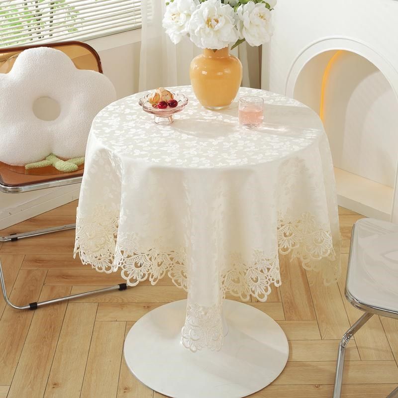 百搭白色蕾丝提圆形桌布盖巾欧式田园布艺防尘小圆台布,居家布艺,桌布,淘宝优惠券,粉丝福利购,淘宝优惠卷