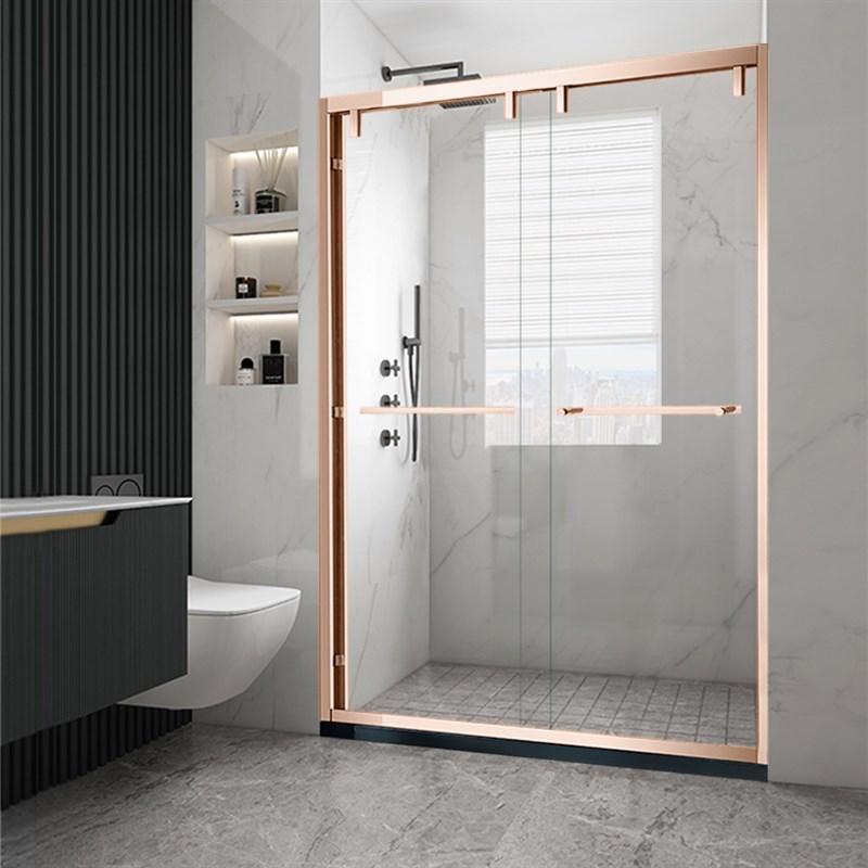 新款简约黑色双移门淋浴隔断淋浴房淋浴浴屏卫浴门冲凉房干湿分离