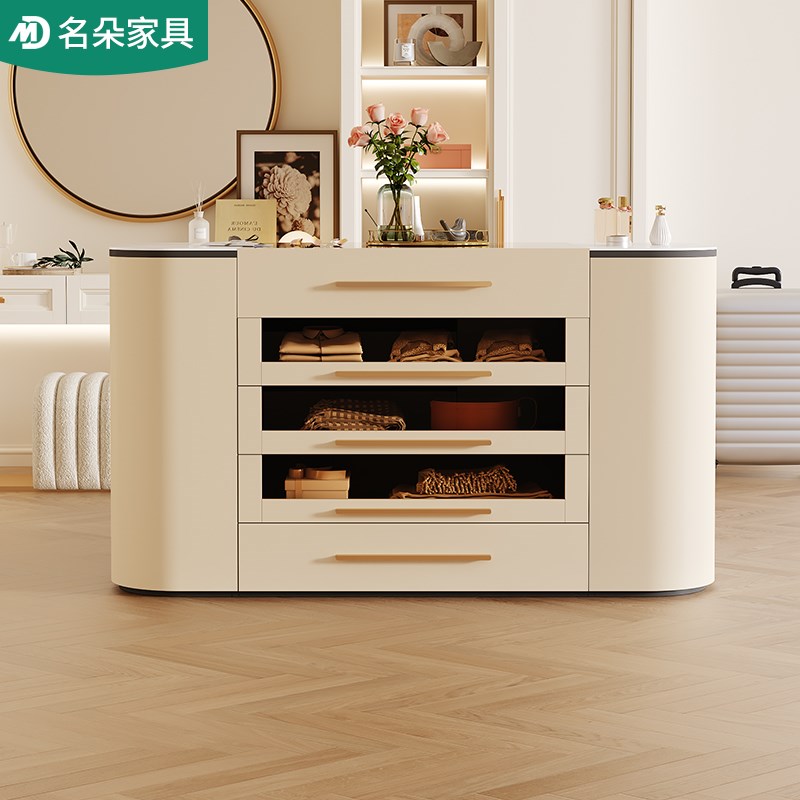 奶油风衣帽间中岛台简约家用收纳双面斗柜首饰展示柜珠宝柜5K29-1