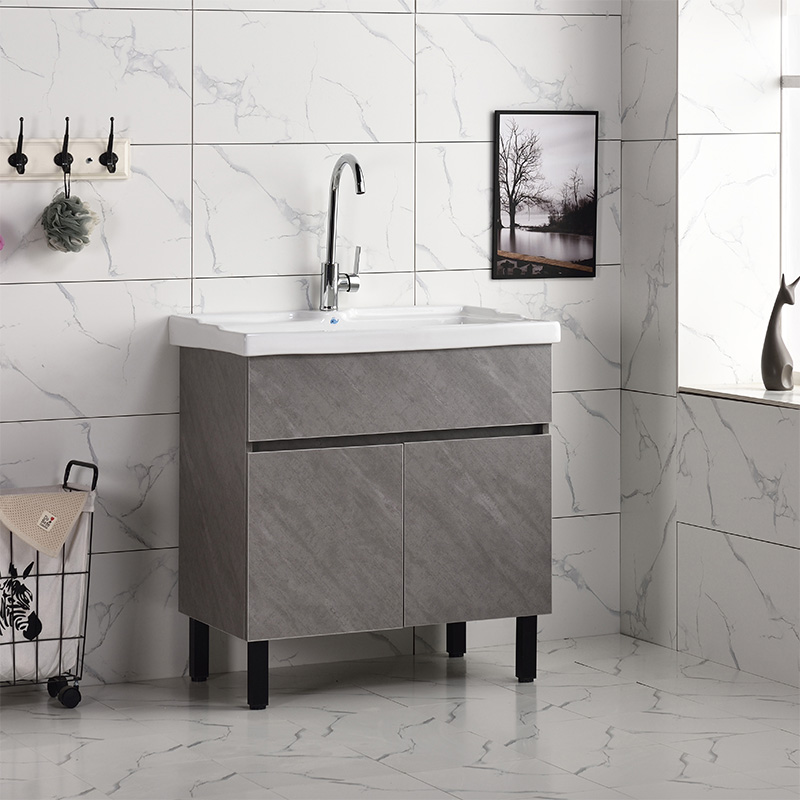 陶瓷洗衣池带搓板一体柜阳台家用实木洗衣柜小户型浴室柜洗衣盆槽