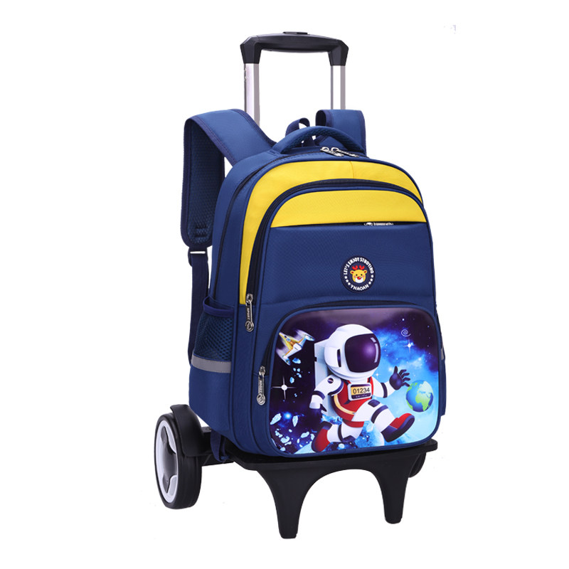小学生拉杆书包三到六年级大容量背拉两用男孩爬楼宇航员拖拉杆箱