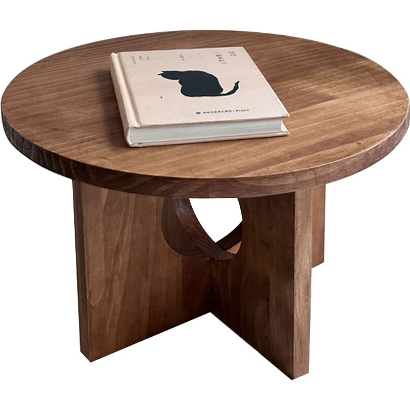 恬梦家居迷你型小茶几实木小圆桌诧寂风飘窗复古休闲小桌子