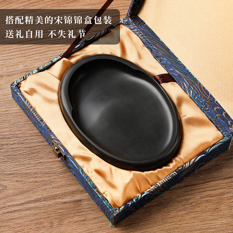 燃灯歙砚 马蹄砚 名师手工砚 书法专用老坑砚台 精品高档天然磨墨