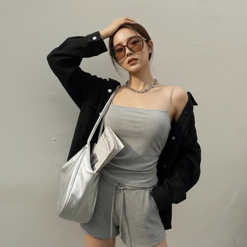 KJXV2026夏季新款时尚街头风小众潮流女性感吊带背心短裤两件套装