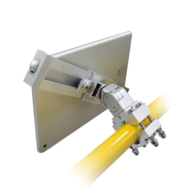 带锁防盗平板支架底座卡圆柱形管夹购物车电脑挂架铝合金属通用型