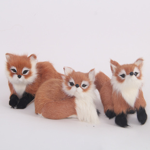公仔仿真狐狸车饰品家居工艺品摄影道具白狐宠物玩偶