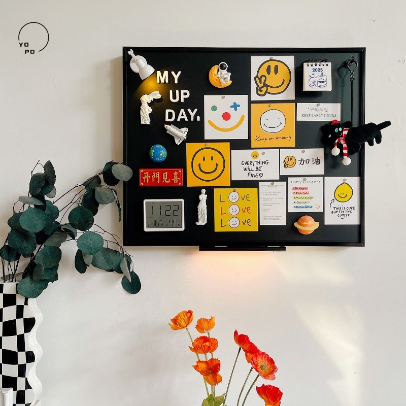 yopo创意20迷你日历励志多功能留言板金属黑板磁吸照片