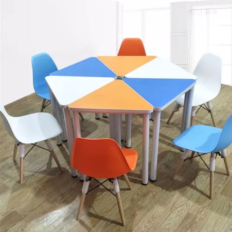 六边形培训桌椅梯形辅导桌团体活动室学生课桌拼接智慧机构