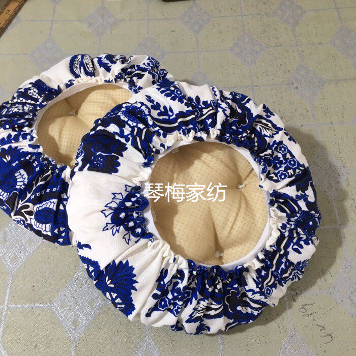 亚麻青瓷圆形树桩棉垫 圆石坐垫 圆柱体防滑坐垫住款椅垫