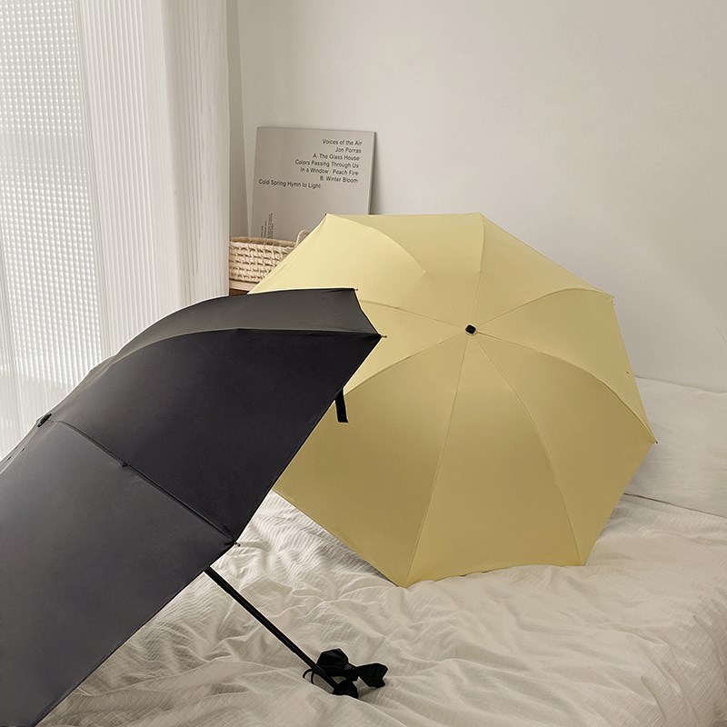 老客都爱它!纯色加粗中棒加厚面料折叠晴雨两用雨伞女太阳伞