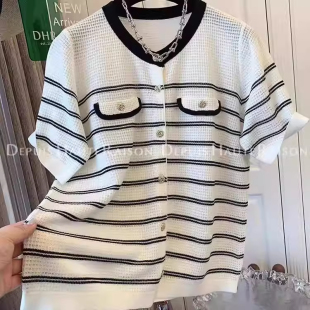 针织衫 大码 300斤穿搭春夏薄款 胖MM宽松显瘦1 V领斜纽扣设计感 女装