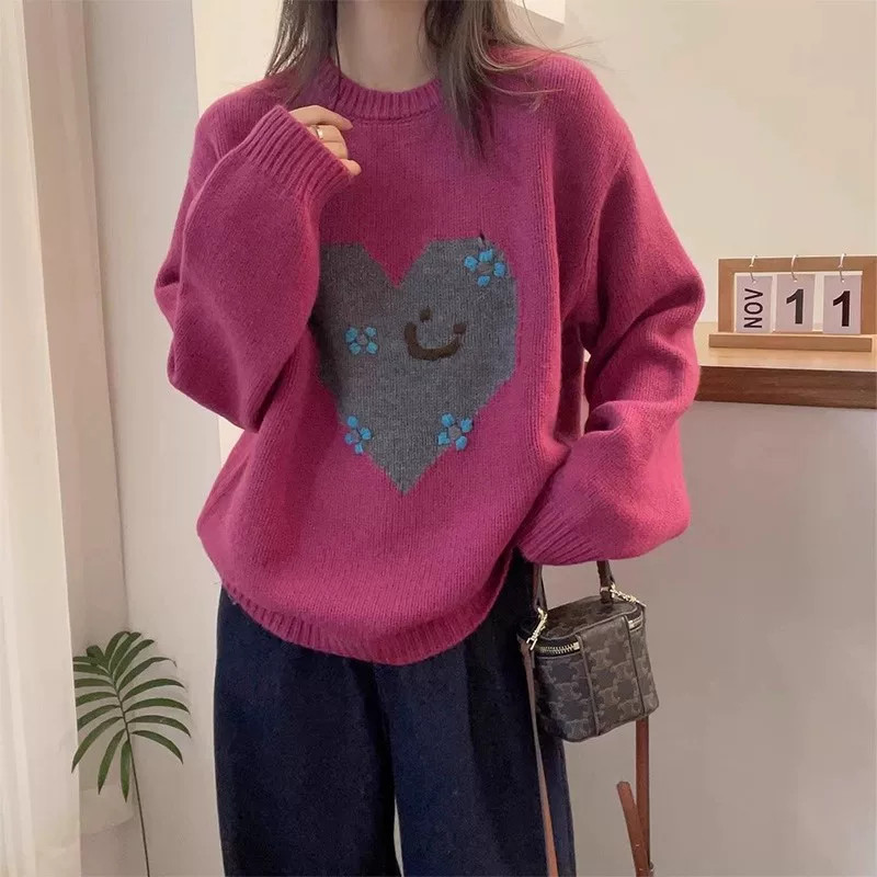 爱心笑脸韩版大码毛衣针织