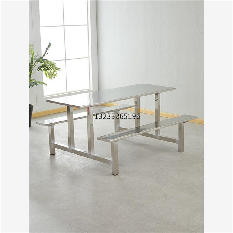 学生学校不锈钢食堂餐桌椅人人8人公司员工地连体快餐桌椅