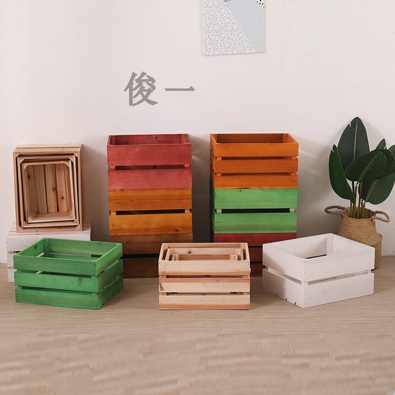 定制杉木箱子复古做旧木箱超市陈列整理箱水果箱木框装饰木箱