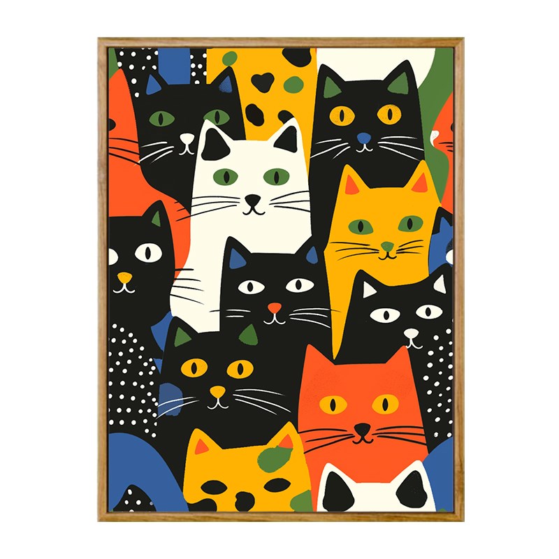 抽象艺术猫咪 佳彩天颜数字油画diy手工手绘丙烯画油彩画装饰画图片