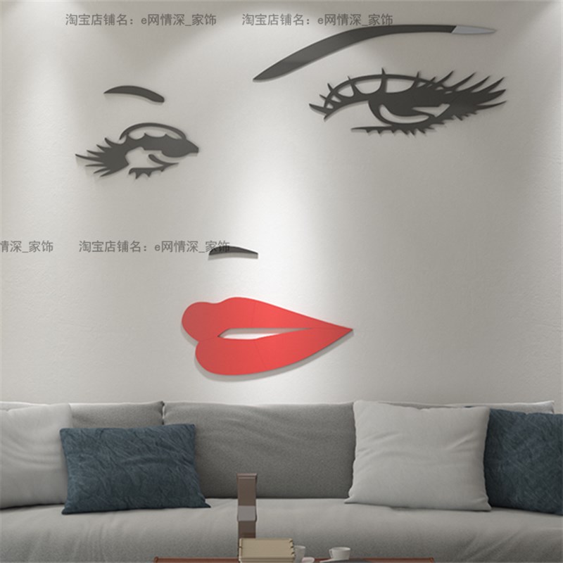 人物亚克力3d立体墙贴画创意沙发玄关背景墙壁画贴纸卧室房间装饰图片