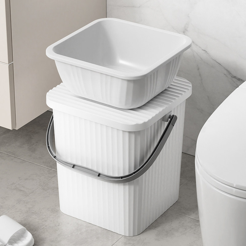 家用桶盆套装学生宿舍三件套洗脸盆一体一套塑料加厚手提水桶带盖