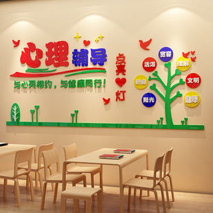 心理咨询室布置装饰心灵驿站留守儿童之家面纸画d立体