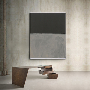 马.罗斯科现代玄关装饰画黑白工业风竖酒店挂画走廊过道抽象