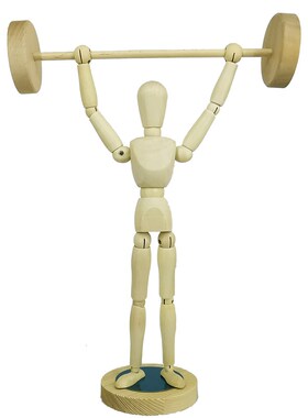 梧棣木人举重工艺品举重人物装饰杠铃桌面摆设人物木质