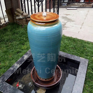 客厅中式 陶瓷流水涌水陶罐喷泉水景坛子喷水瓶加湿器叠水缸