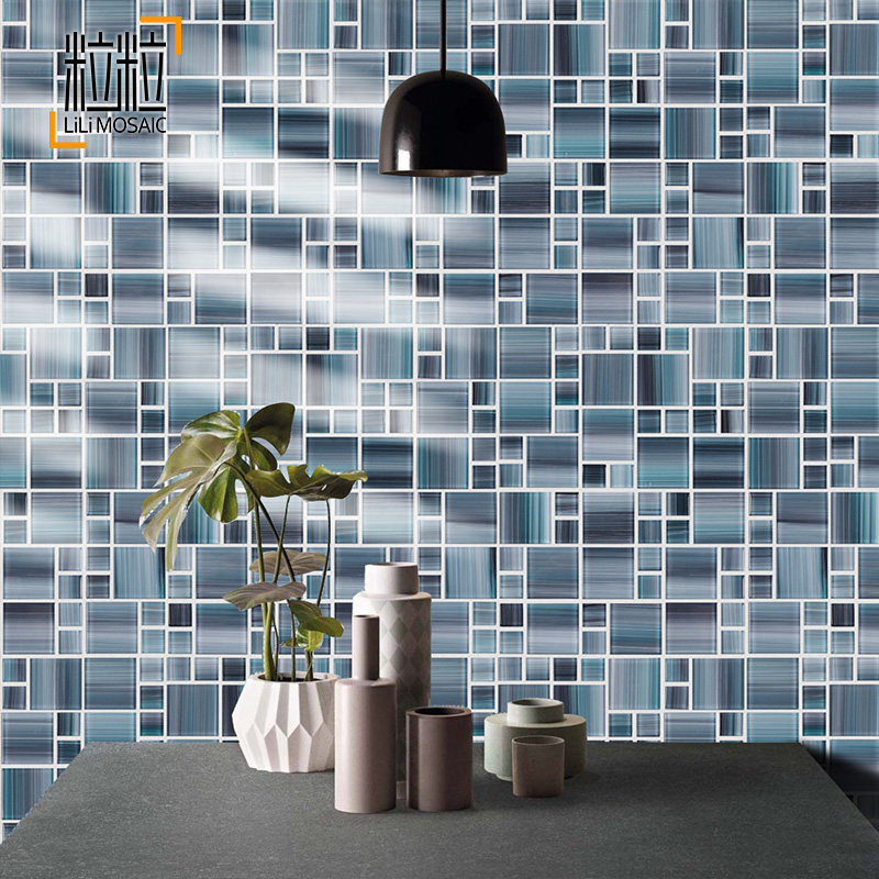 水晶玻璃马赛瓷砖深蓝色游泳池洗手间吧台客厅玄关电视背景墙,家装主材,马赛克,淘宝优惠券,粉丝福利购,淘宝优惠卷