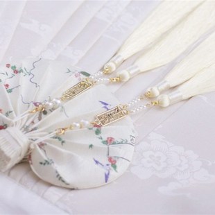 凝香记复原款仿孔府花鸟裙汉服荷包配饰流苏腰圆古风香囊空袋腰配