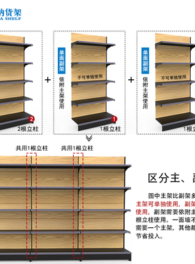 仿木纹超市货架磨砂黑色多层便利店小卖部面自由