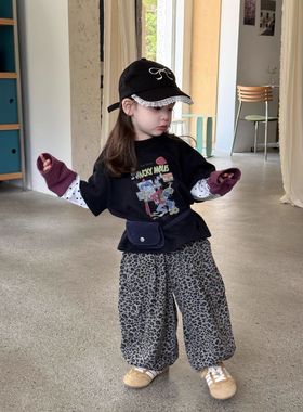 【现货】DZ25322女童童套装2025秋季卡通休闲假两件上衣波点撞色T