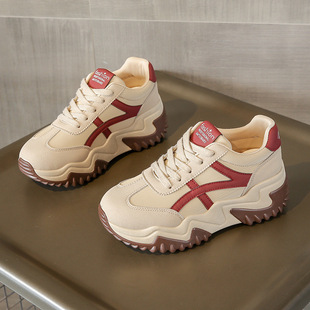 2024拼色板鞋 韩版 厚底增高皮面运动鞋 学生女鞋 潮 时尚 JC8826新款