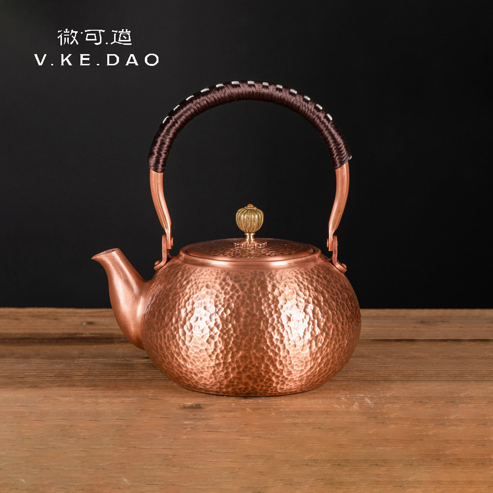 微可道纯铜煮茶壶手工锻造锤纹铜壶纯铜提梁壶泡茶专用高端紫铜壶