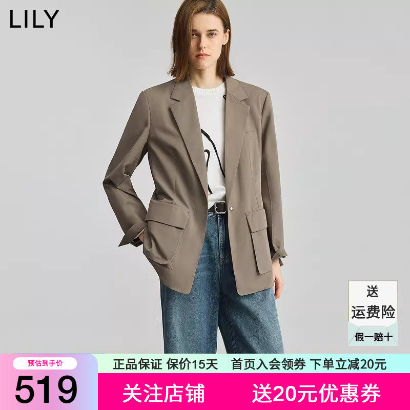 【商场同款】LILY2026秋新款女装复古驳领休闲通勤薄款西装外套