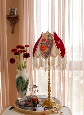 物几蝶恋花法式复古intge黄铜书房客厅床头氛围布艺台灯壁灯