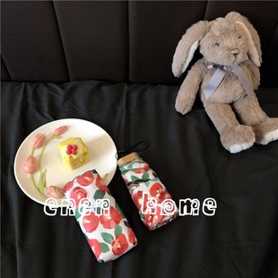 日单复古小新蔷薇园刺绣边仙女超轻折叠遮阳晴雨两用雨伞