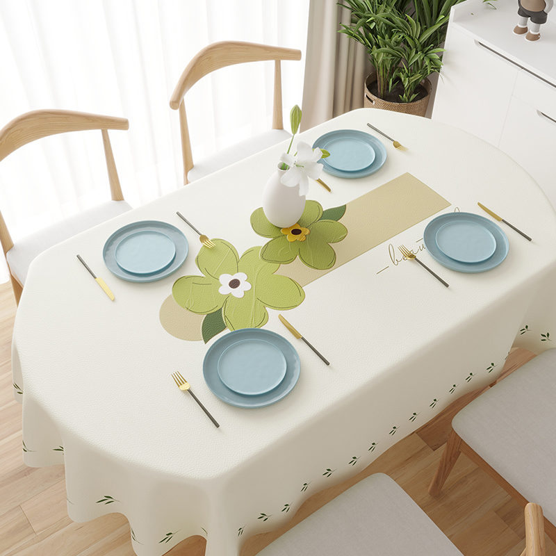 桌布防水免洗椭圆形餐桌布长方形桌面台布家用客厅茶几桌布in风