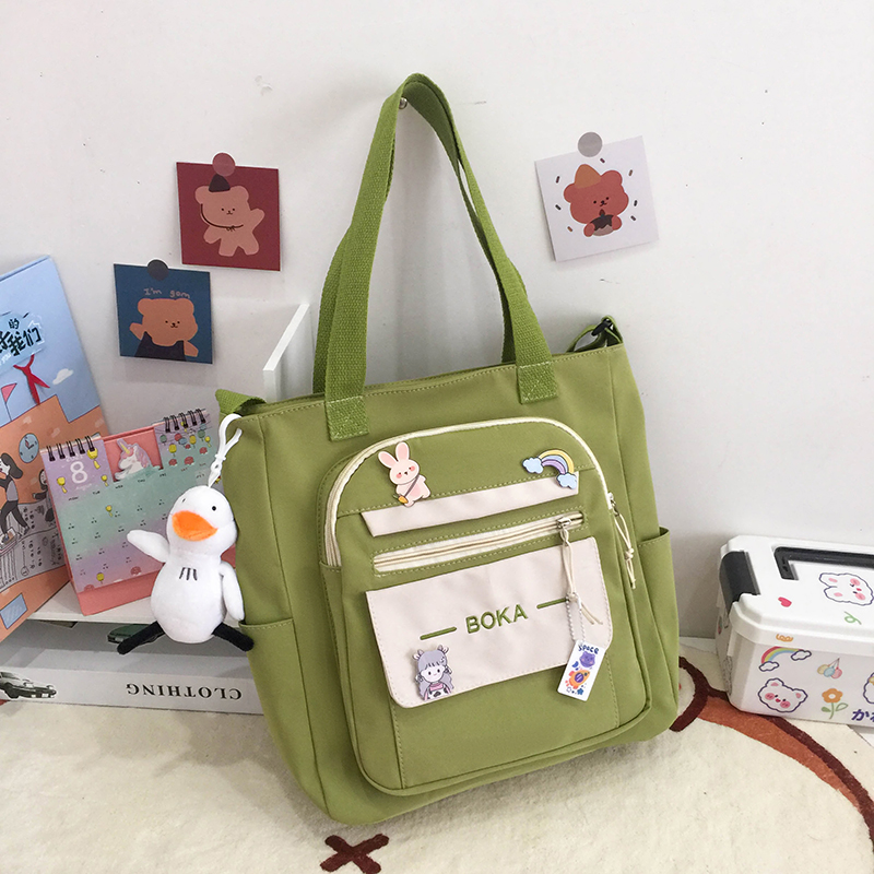 帆布补习袋中小学生单肩作业袋手提拎书袋男女儿童加大加厚美术袋